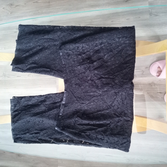 Chic Black Lace Wide Leg Pants - Picture 4 of 5